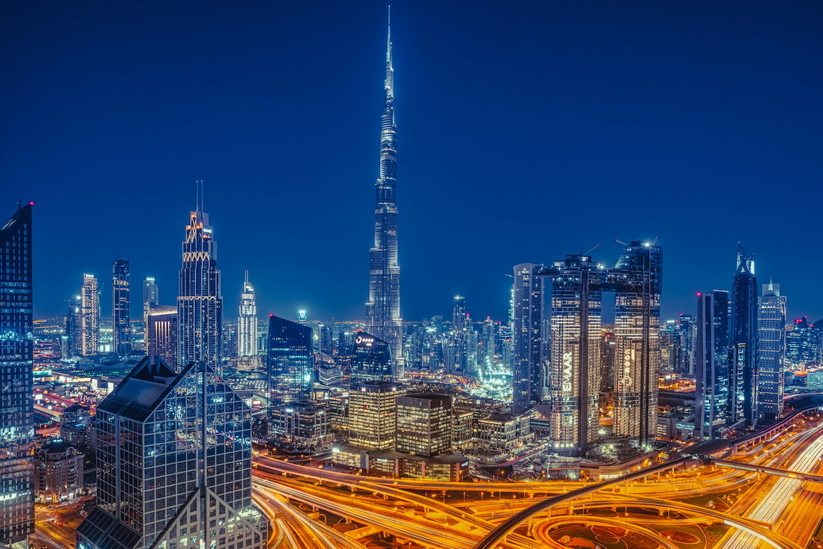 Dubai skyline and modern cityscape in the United Arab Emirates